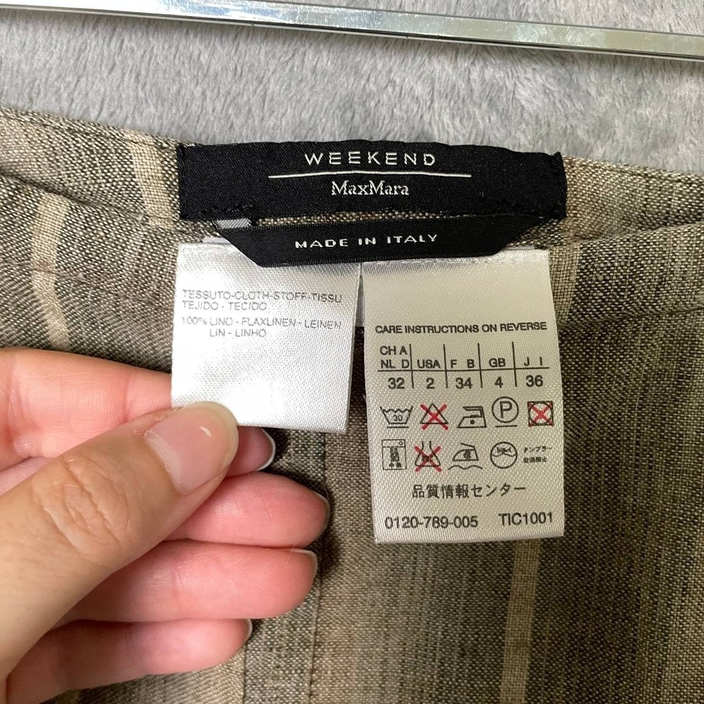 Weekend Max Mara Women's 100% Linen Striped A-Line Skirt Size 2 Made in Italy - Picture 5 of 6